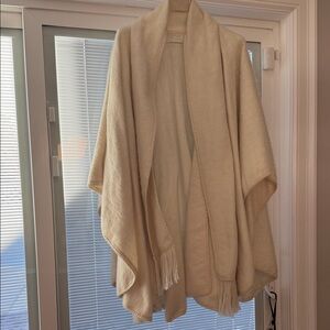 Cream Alpaca Shawl with Fringe